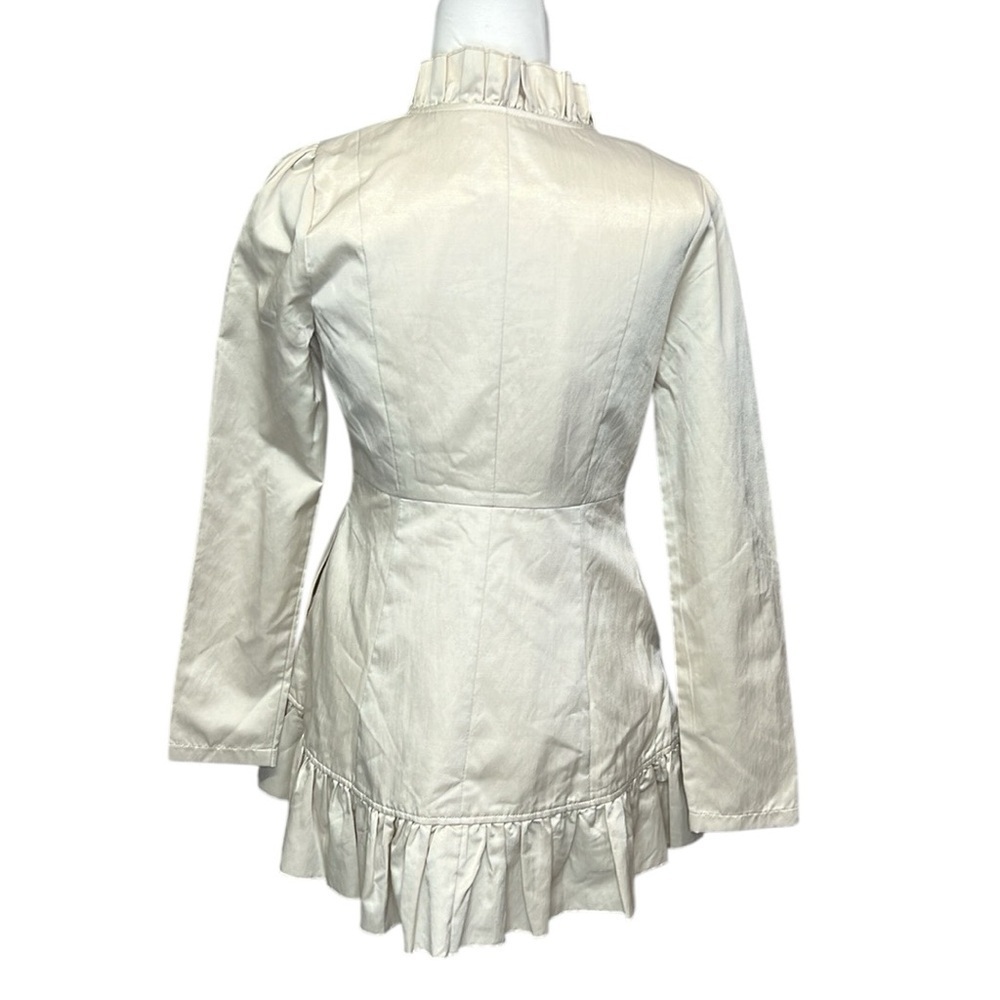 Anthropologie Ryu Cream Sheen Ruffled Jacket - Picture 2 of 7